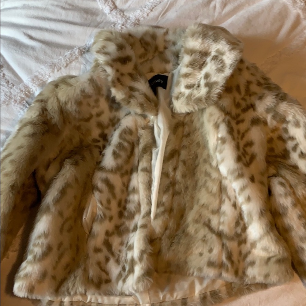 Faux fur animal print jacket